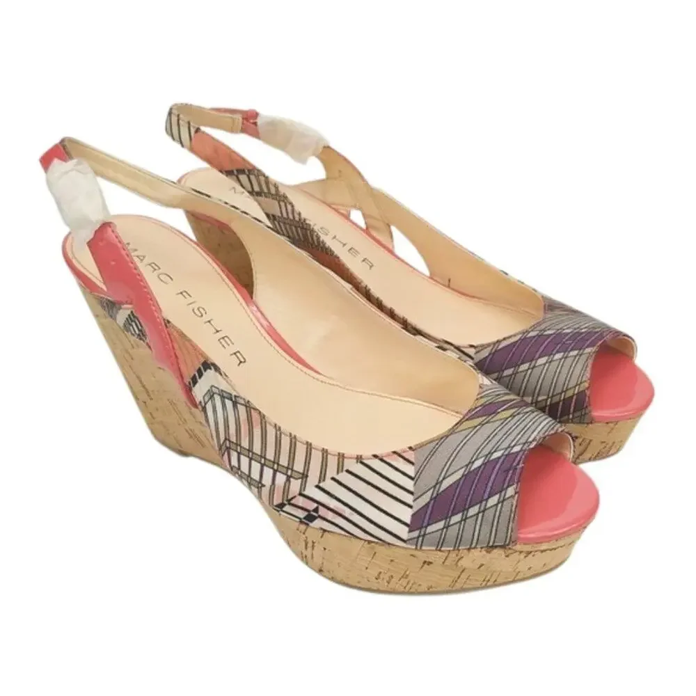 Marc Fisher Slingback Cork Wedges/Sandals NWOB